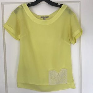 BCBG Generation bright yellow scoop neck blouse